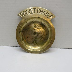 VTG Brass Pocket Change Vanity Catchall Dish. Wear from Age & Previous Use.